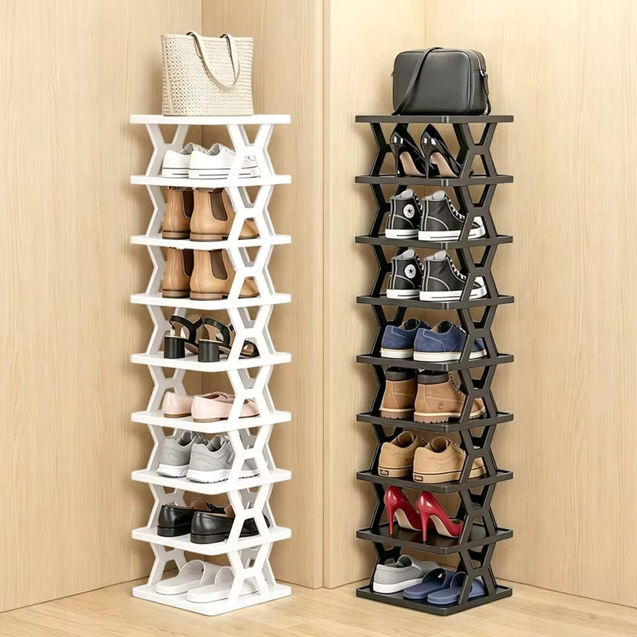 1pc Removable6/ 9 Tier Shoe Rack, Space Saving Folding Shoe Rack For Home And Dormitory, Hallway, Living Room - Separate Narrow Shoe Rack For Indoor Doorway Storage. Holds Keys, Small Photo Frames, Etc.